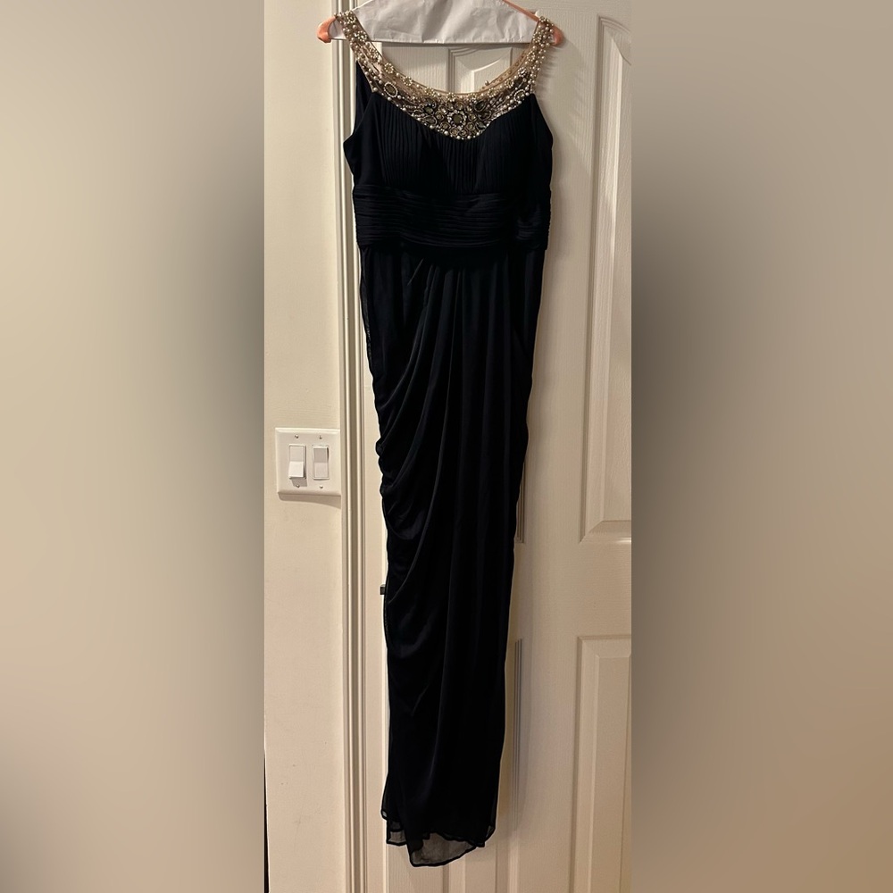 Adrianna Papell Gold and Silver Embellished Gown